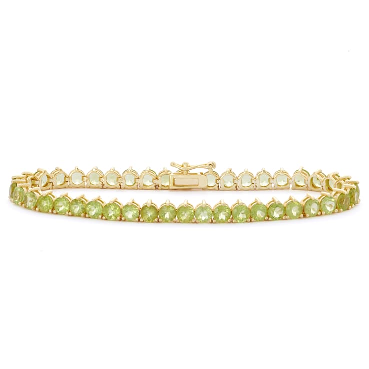Round Peridot 14K Yellow Gold Over Sterling Silver Tennis Bracelet 10.32ctw