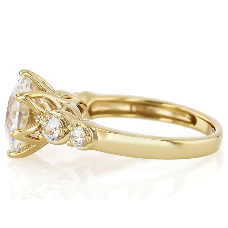 Diamond Simulant Heptagon Ring In 18K Gold Over Sterling Silver 5.44ctw