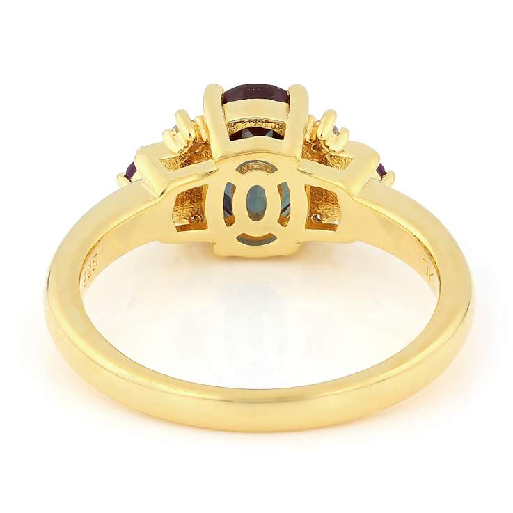 Lab-Created Alexandrite, Amethyst And Lab-Grown Diamond Ring In 18K Gold
Over Sterling Silver 1.38ctw