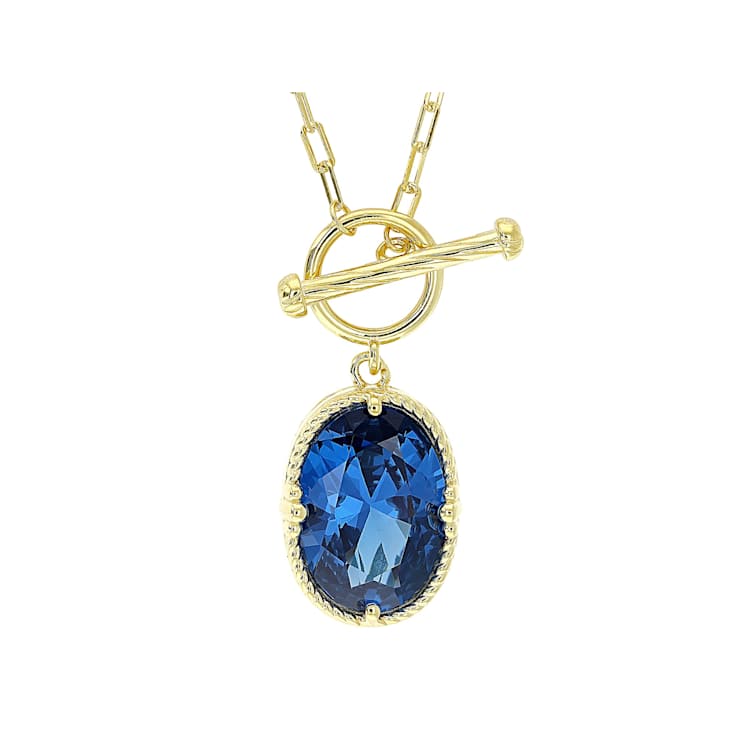 Lab-Created Blue Spinel Toggle Station Necklace In 18K Gold Over
Sterling Silver 11.69ct