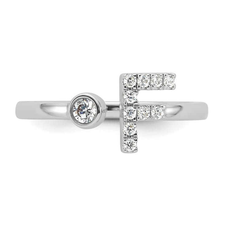 Rhodium Over 14K White Gold Lab Grown Diamond VS/SI GH, Initial F
Adjustable Ring
