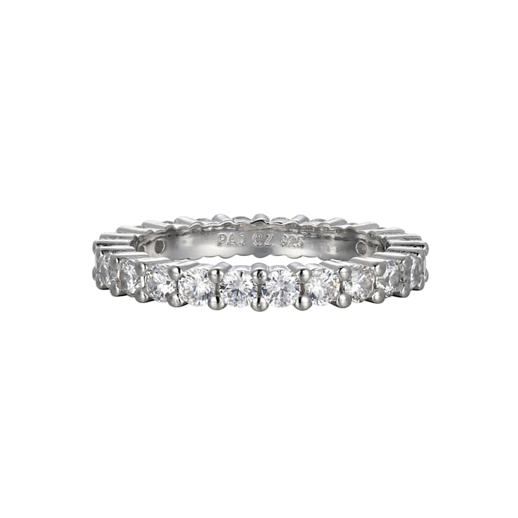 White Cubic Zirconia Rhodium Over Sterling Silver 3 Set Stackable Rings 6.11ctw