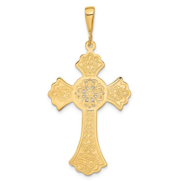 14k Yellow Gold Textured Celtic Cross Pendant