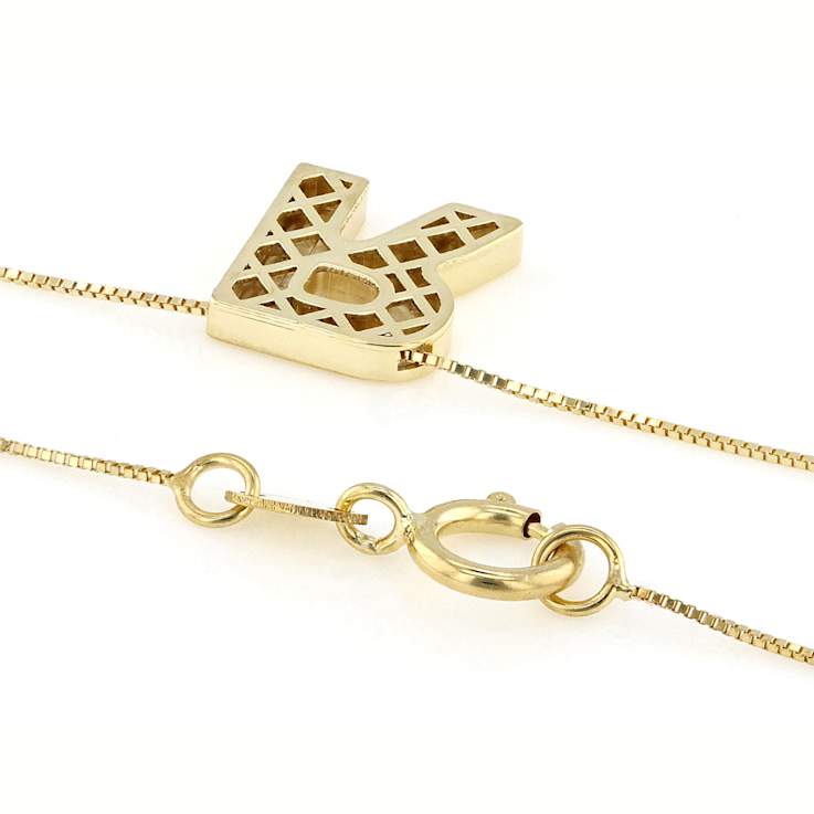 Block Letter R Initial Necklace In 10K Yellow Gold