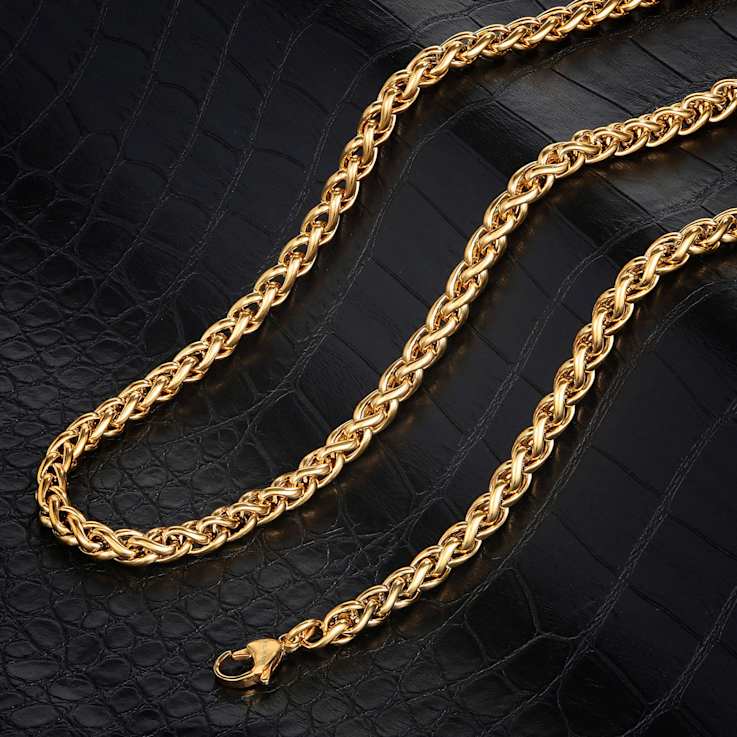 Invicta Men's Yellow Spiga Wheat Chain Necklace 6mm In Stainless Steel
24 Inch