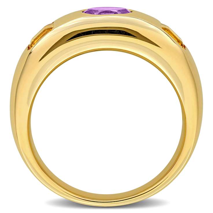 Citrine and Amethyst 14K Yellow Gold Ring 0.9ctw