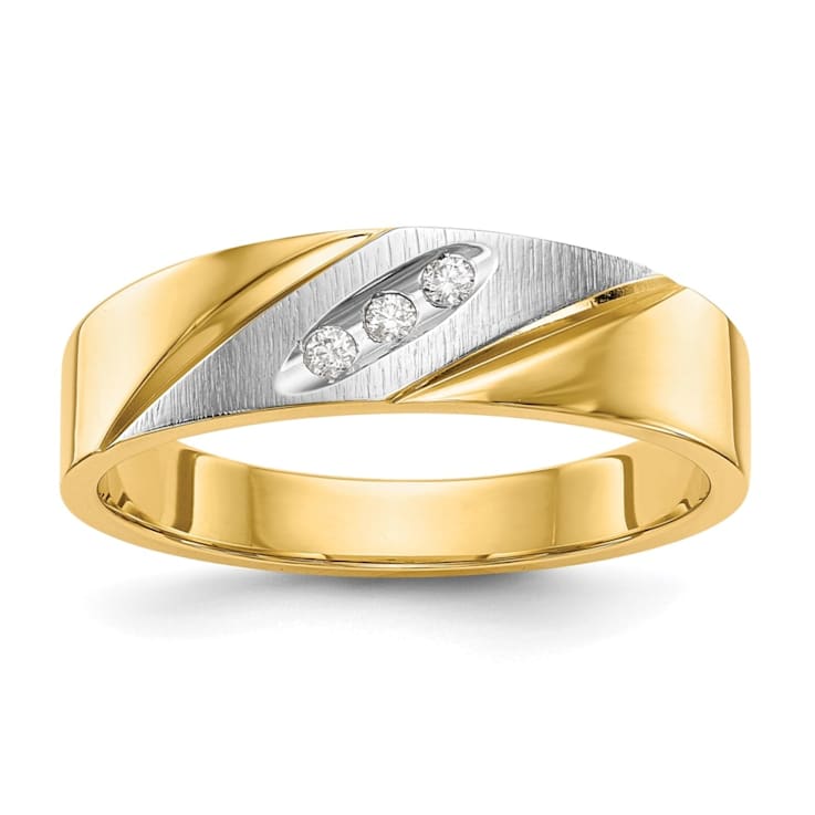 14K Yellow Gold AA Quality Mens Wedding Band