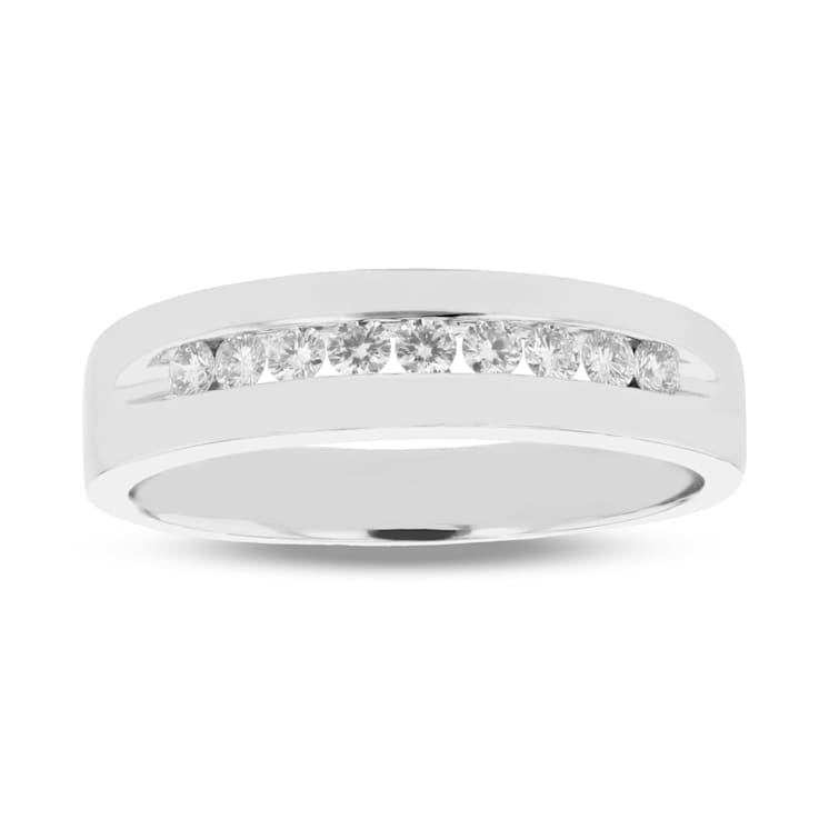 Diamond 14K White Gold Men's Band Ring 0.25ctw
