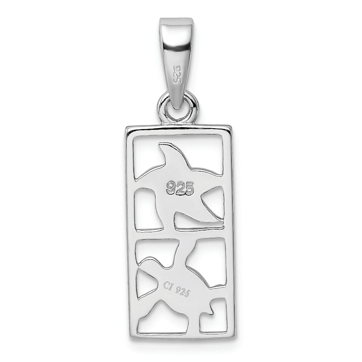 Rhodium Over Sterling Silver Blue Lab Created Opal Starfish Turtle Pendant
