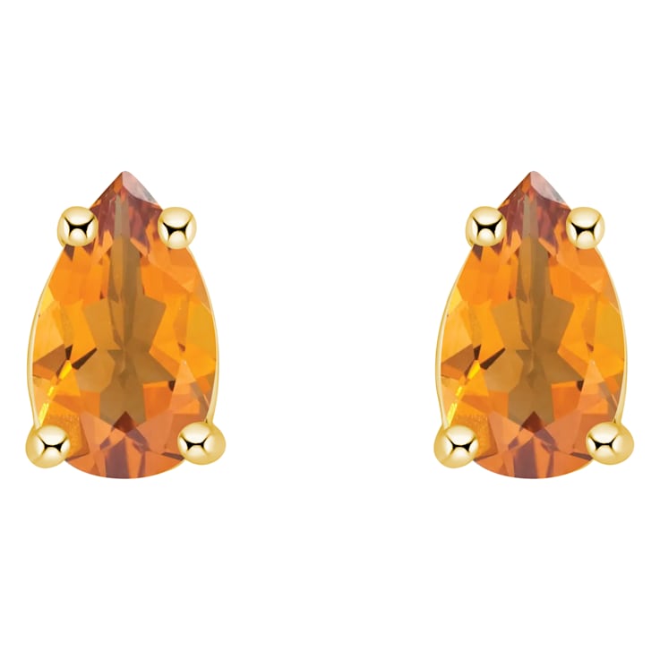 5x3mm Pear Shape Citrine 14k Yellow Gold Stud Earrings