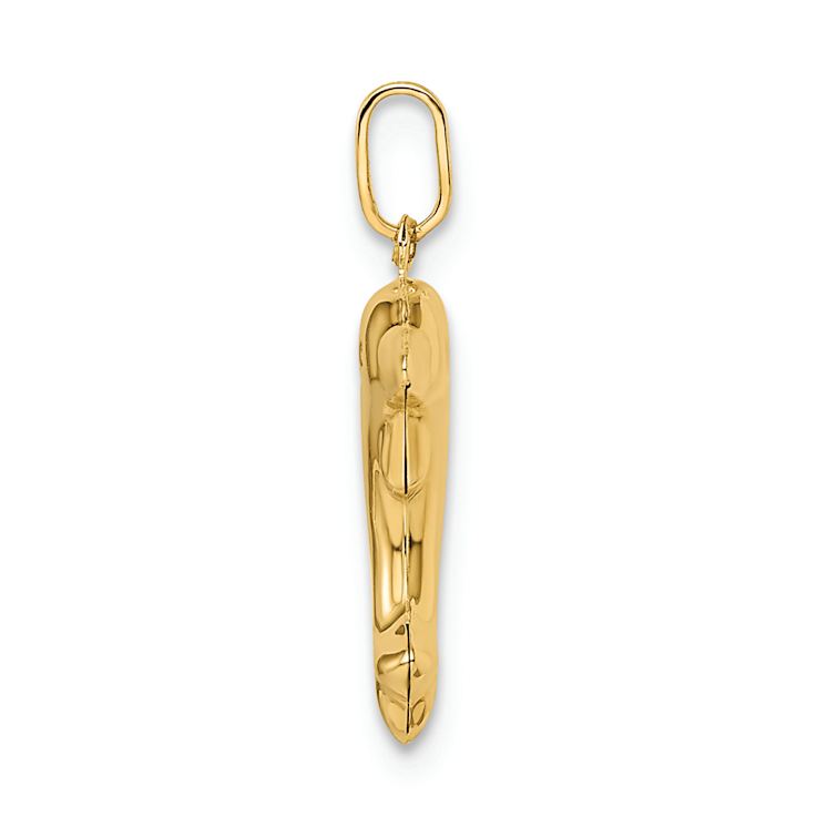 14k Yellow Gold Children's 3D Polished Dolphin Pendant