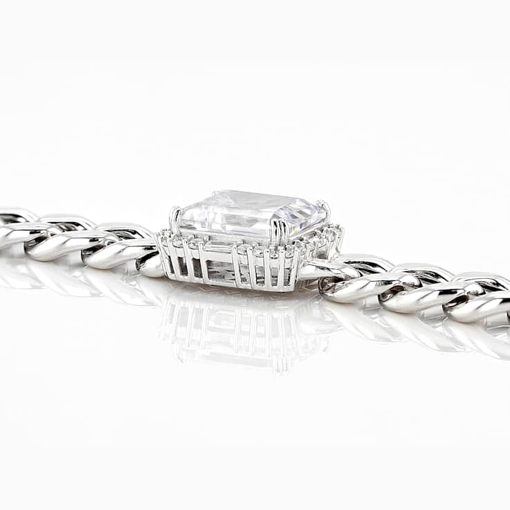 CZ Curb Link Bracelet In Platinum-Enhanced Sterling Silver 10.71ctw