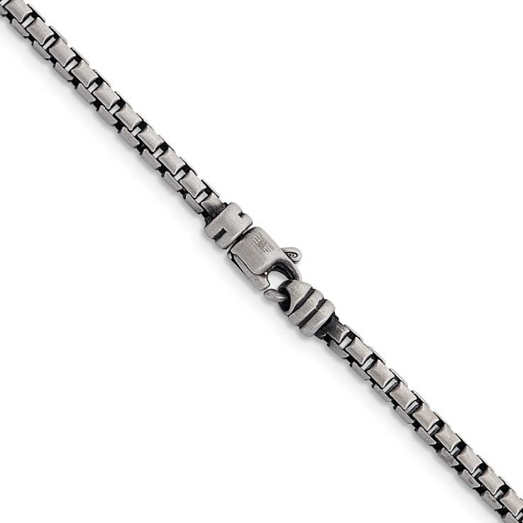 Sterling Silver Antiqued and Satin 3.2mm Box 18 Inch Chain