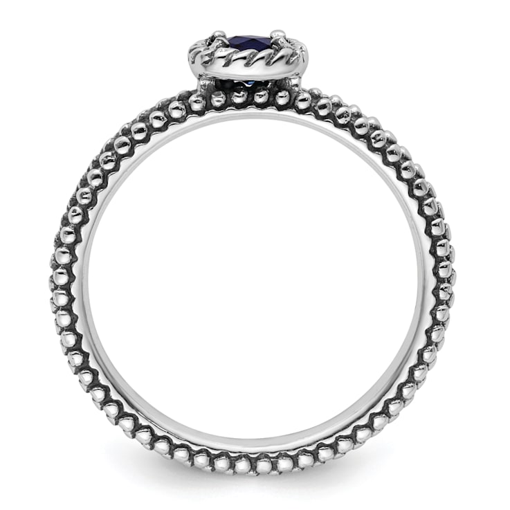 Sterling Silver Stackable Expressions Polished Lab Created Sapphire Ring 0.31ctw