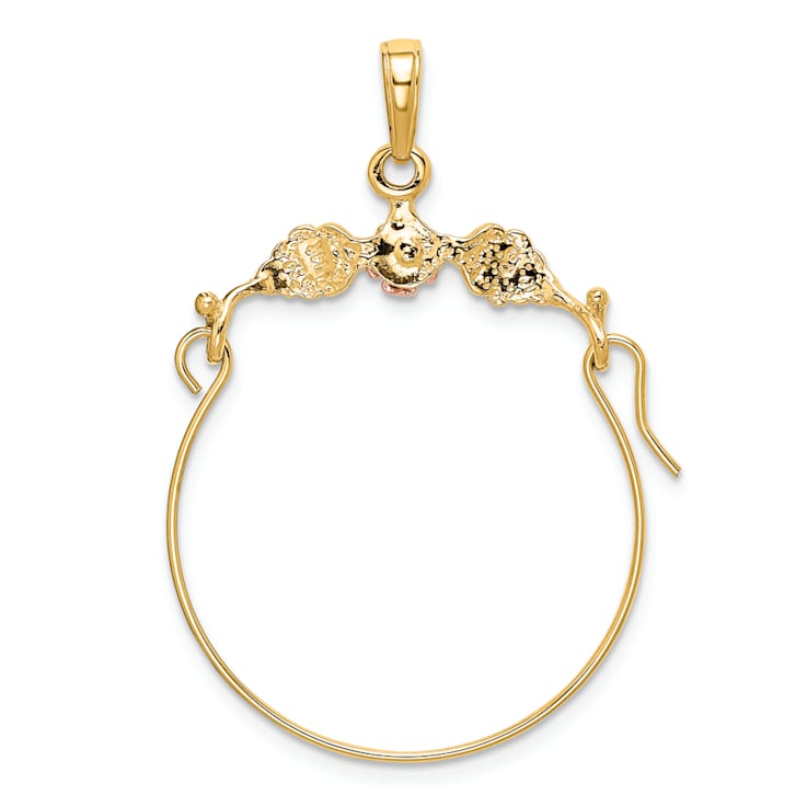 14K Two-tone Leaves with Flower Charm Holder