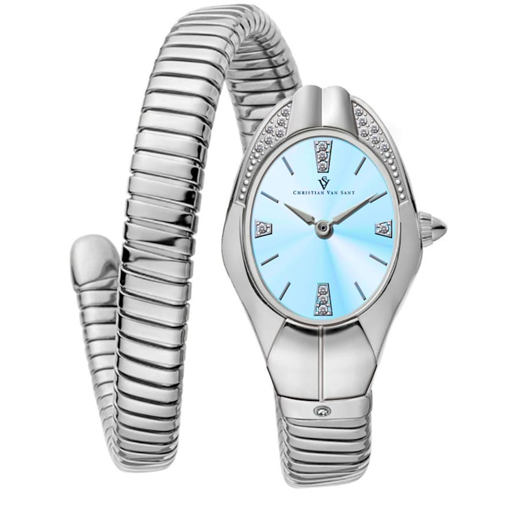 Christian Van Sant Women's Naga Light Blue Dial, Stainless Steel Watch