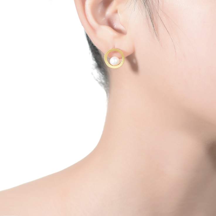 Freshwater Pearl Stud Earrings In 14K Gold Over Sterling Silver