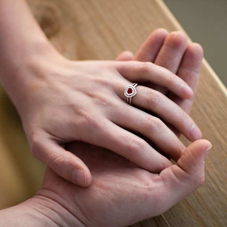 Ruby and Diamond 14K White Gold Ring 0.95ctw