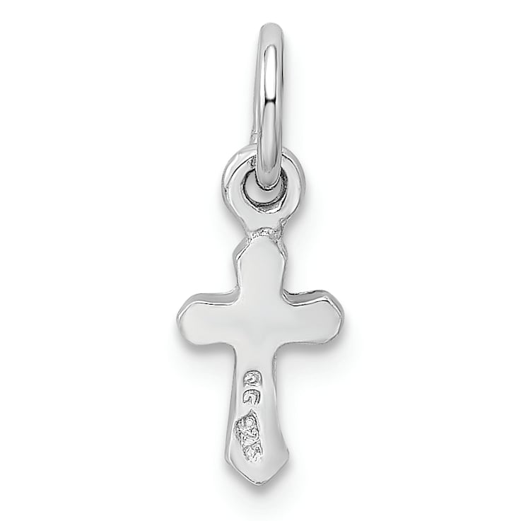 Rhodium Over Sterling Silver Child's November Yellow Preciosca Crystal
Cross Pendant