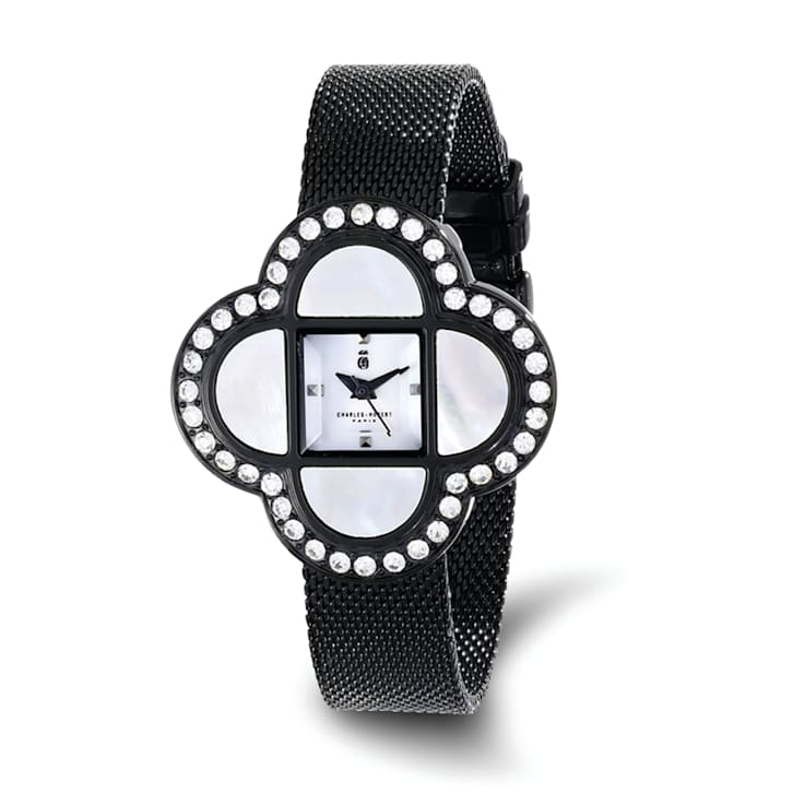 Charles Hubert Ladies Black IP Plated Stainless 36x36mm Watch