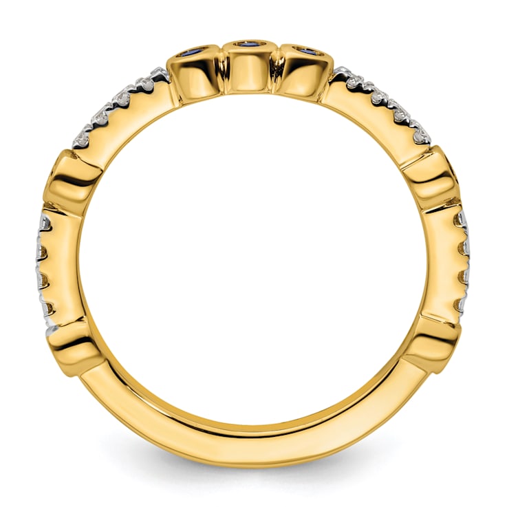 14K Yellow Gold Stackable Expressions Lab Created Sapphire and Diamond
Ring 0.23ctw