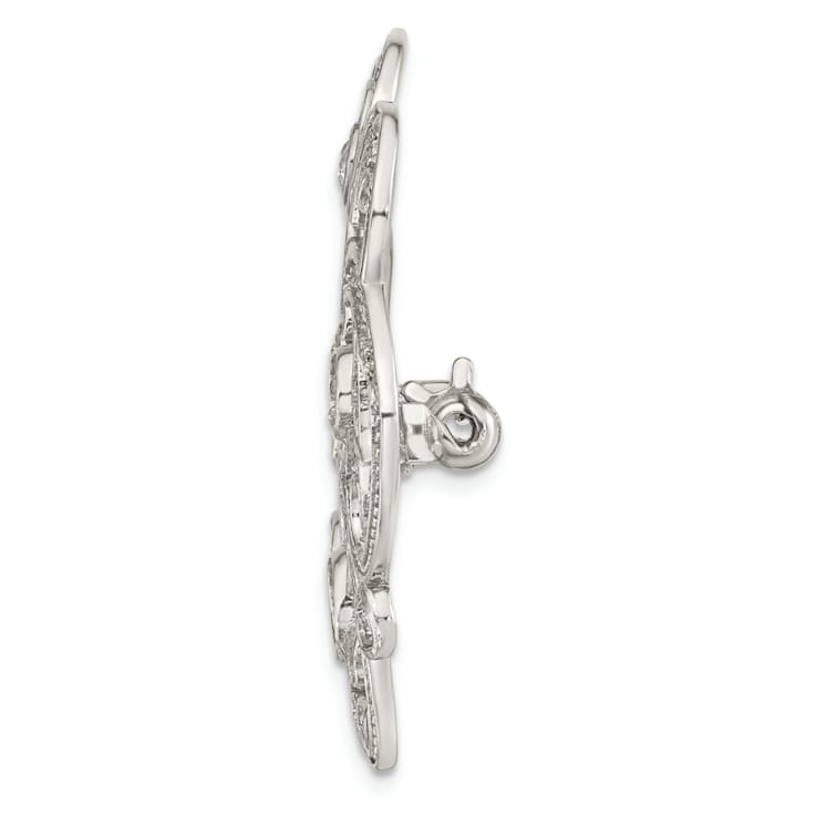 Rhodium Over Sterling Silver Polished Cubic Zirconia Filigree Floral
Vintage Style Pin Brooch