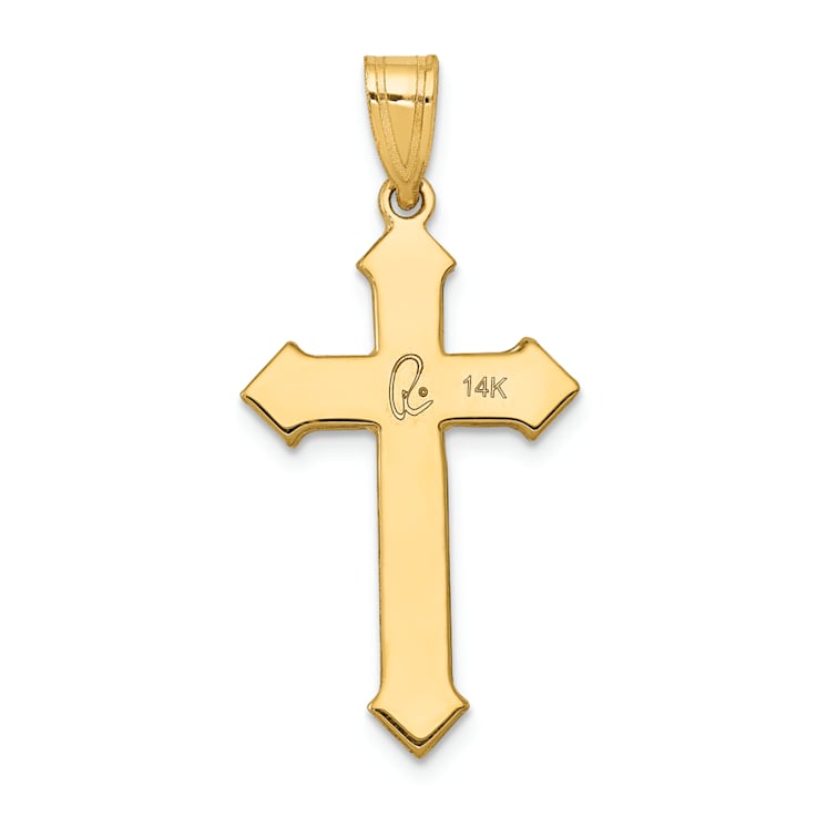 14k Yellow Gold Satin Passion Cross Pendant