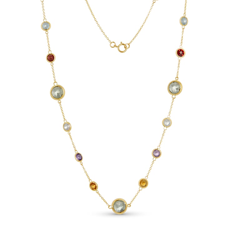 Multi-Gem 14k Yellow Gold 18" Necklace 13.47ctw