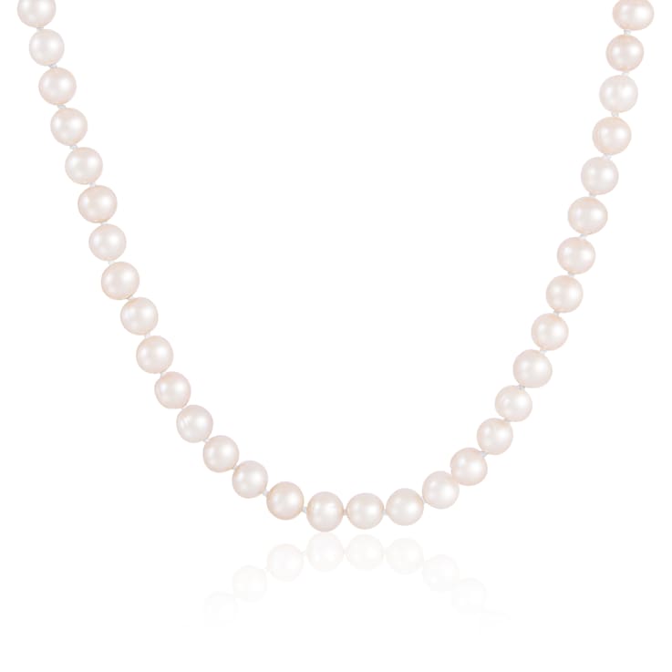7-8mm White Cultured Freshwater Pearl endless Necklace