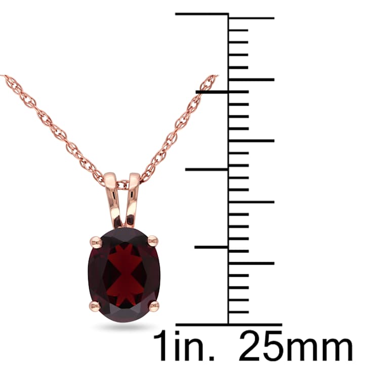 Garnet 10K Rose Gold Pendant With Chain 1.40ctw