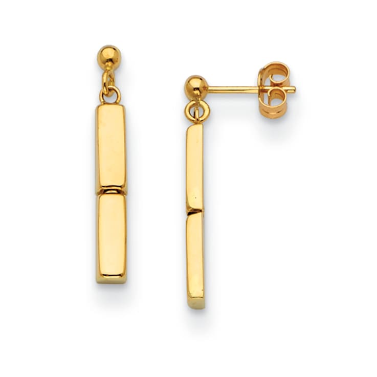 14K Yellow Gold Two-bar Dangle Post Earrings