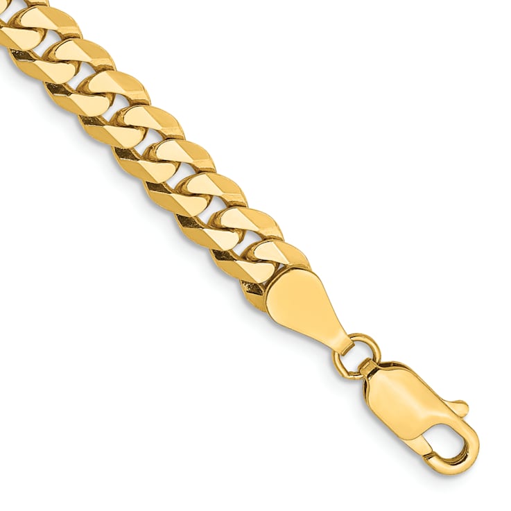 14k Yellow Gold 5.75mm Flat Beveled Curb Link Bracelet