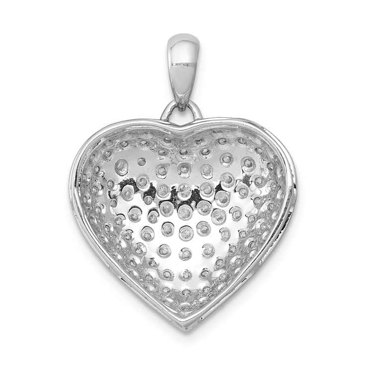 Rhodium Over 14k White Gold Diamond Fancy Heart Pendant