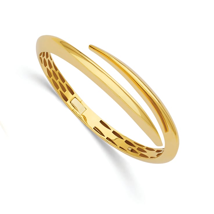14K Yellow Gold Polished Hinged Cuff Bangle