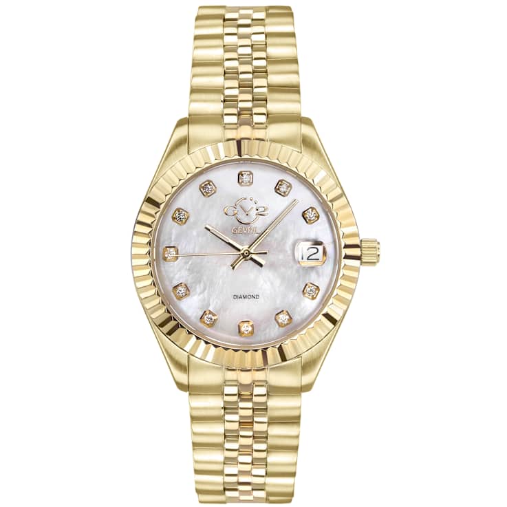 GV2 Naples White Dial Yellow Bezel Stainless Steel Watch