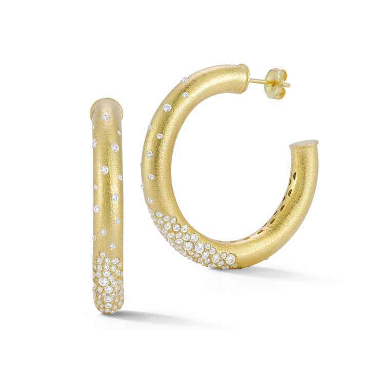 Sterling Statements 14K Yellow Gold Over Sterling Silver Cubic Zirconia
Satin Round Hoop Earrings