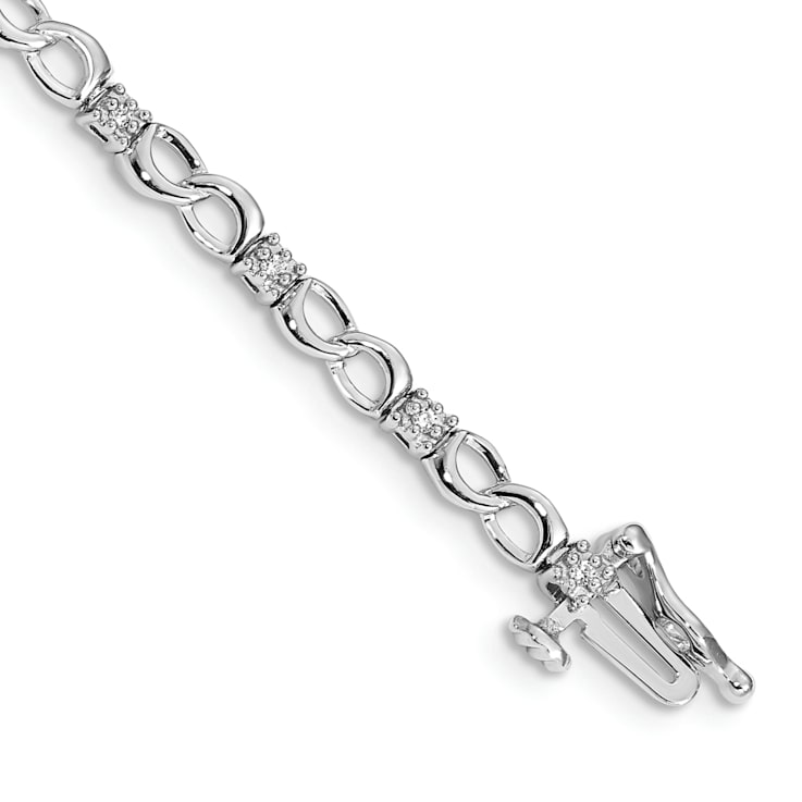 Rhodium Over 14k White Gold Diamond Figure 8 Link Bracelet