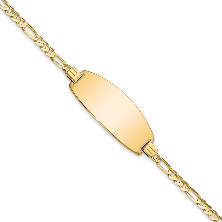 14k Yellow Gold Oval Figaro Link ID Bracelet