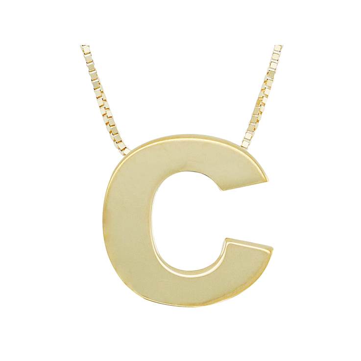 Block Letter C Initial Necklace In 10K Yellow Gold