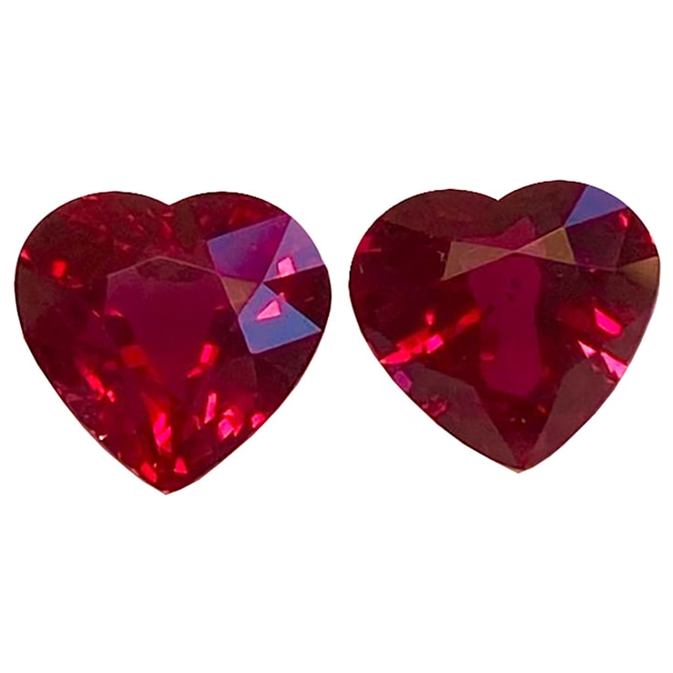 Ruby 6.7x7mm Heart Shape Matched Pair 2.88ctw