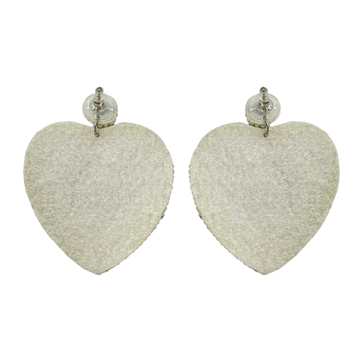 Off Park® Collection, White Seed Bead Heart Shape Earring