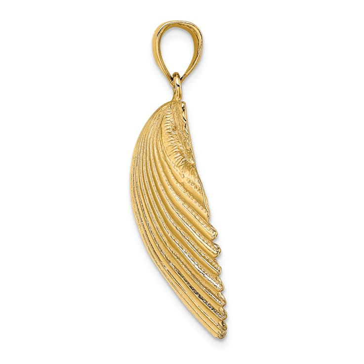 14k Yellow Gold Textured Scallop Shell Pendant