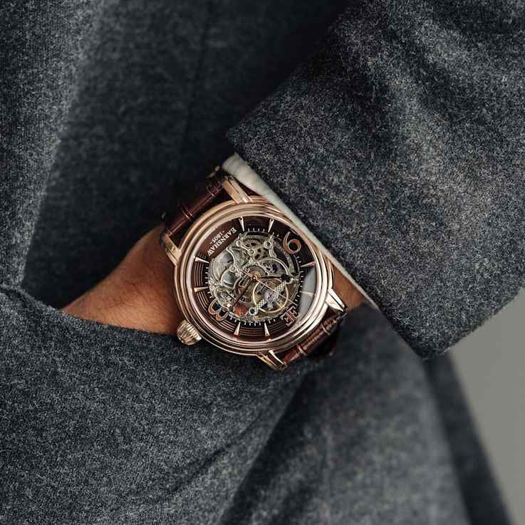 Thomas Earnshaw Longcase Automatic Brown Dial Brown Stainless Steel Band
Skeleton Watch