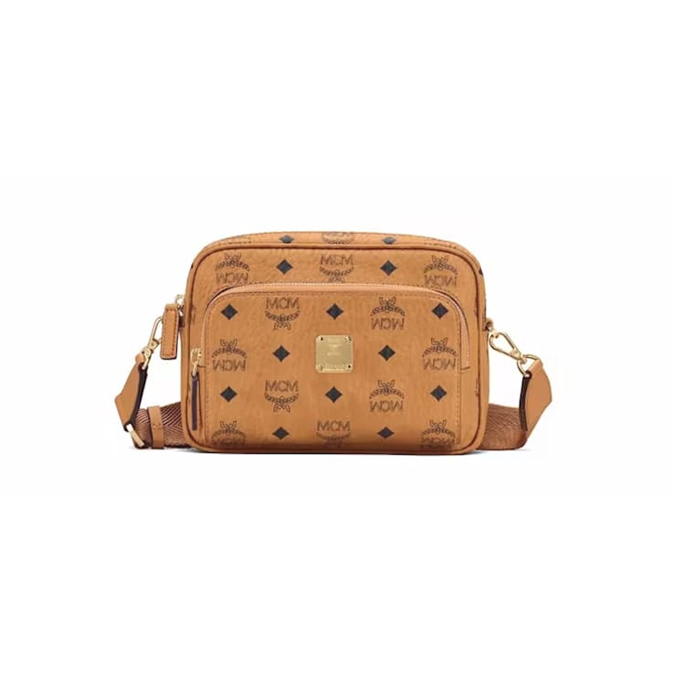 MCM Small Aren Crossbody in Visetos Cognac Handbag 13XZ5A