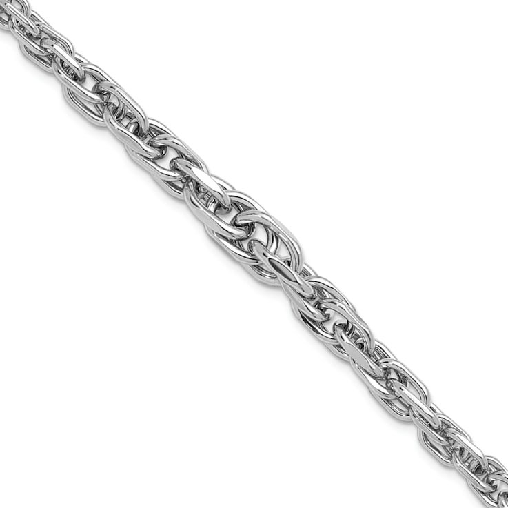 Rhodium Over Sterling Silver Polished Graduated Link Bracelet