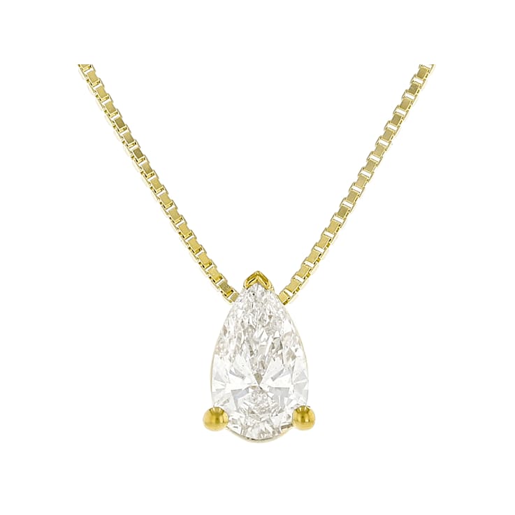 Pear Shape Lab-Grown Diamond Slide Pendant In 14K Gold Over Sterling
Silver 0.50ctw