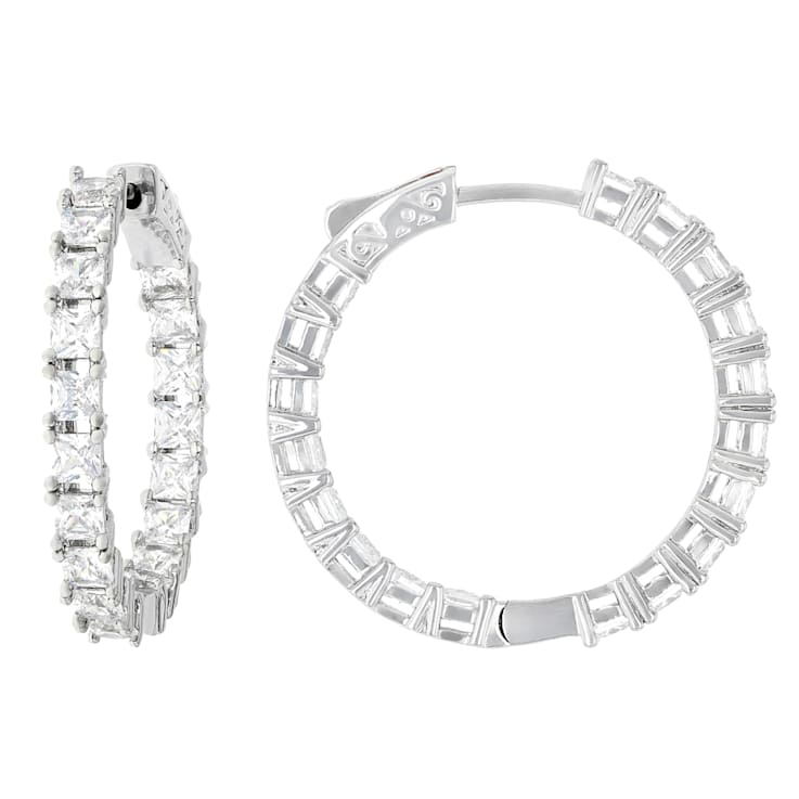 Princess Cut CZ Tennis Bracelet And Inside-Out Hoop Earring Set