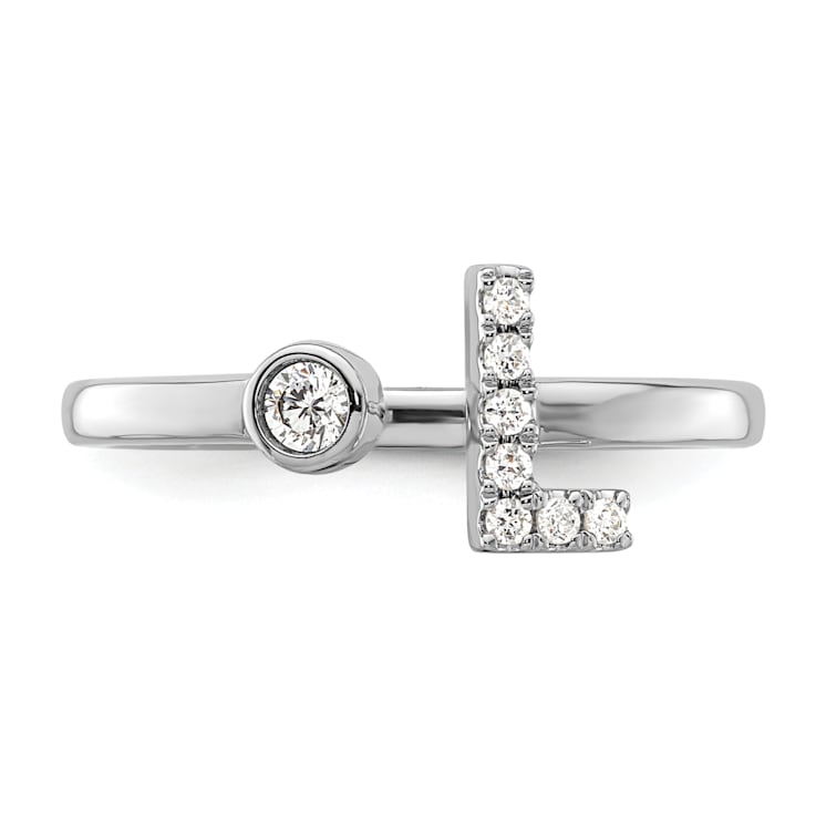 Rhodium Over 14K White Gold Lab Grown Diamond VS/SI GH, Initial L
Adjustable Ring
