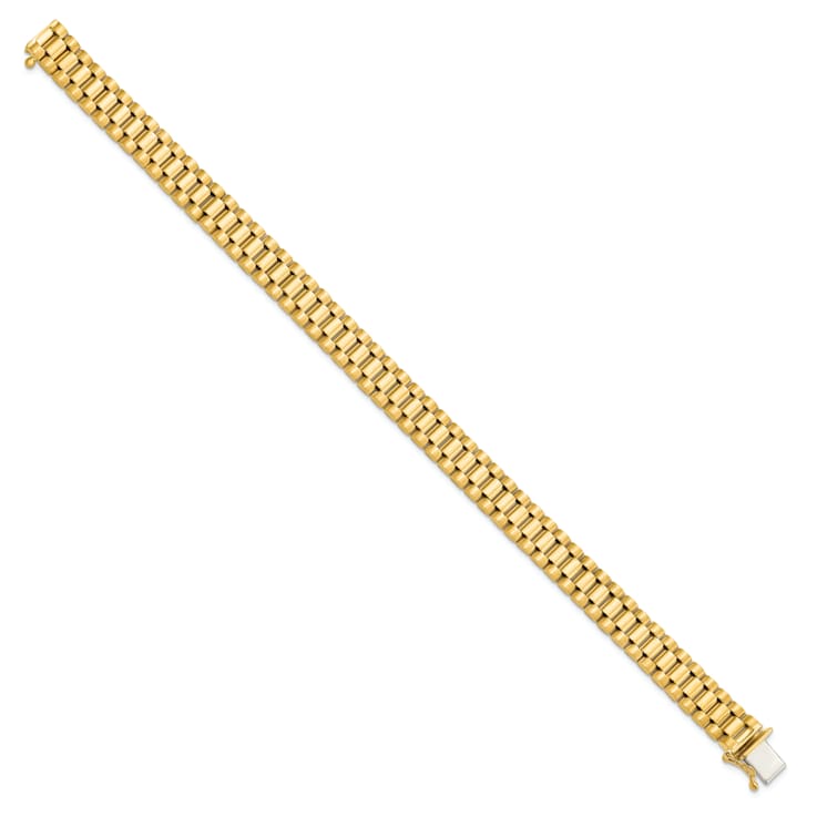 14K Yellow Gold Men's Satin and Polished 8-inch Link Bracelet
