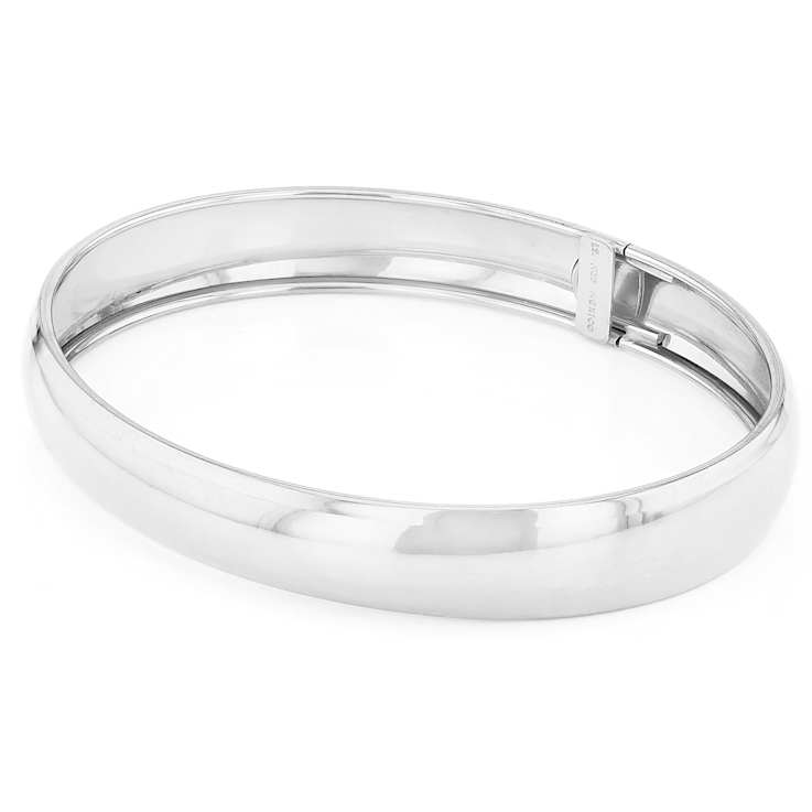 Polished 10mm Hinge Bangle Bracelet In Sterling Silver